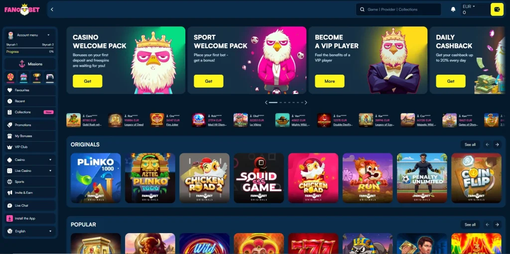 Fanobet lobby